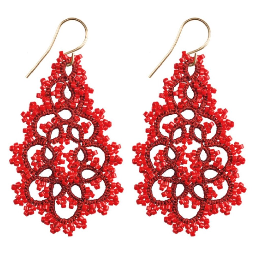 Lorina Balteanu Aliona Earrings. Hand made. Glass beads, silk threads